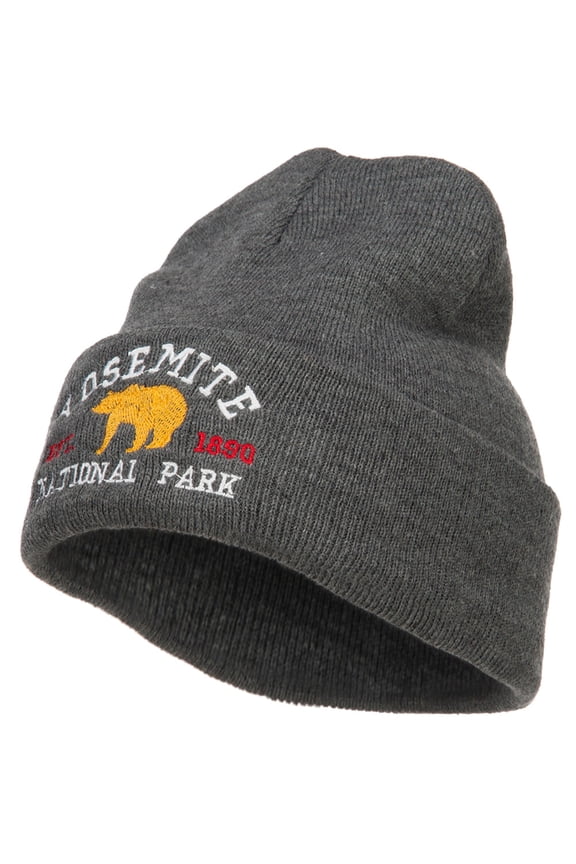 Yosemite National Park Embroidered Long Beanie - Dk Grey OSFM