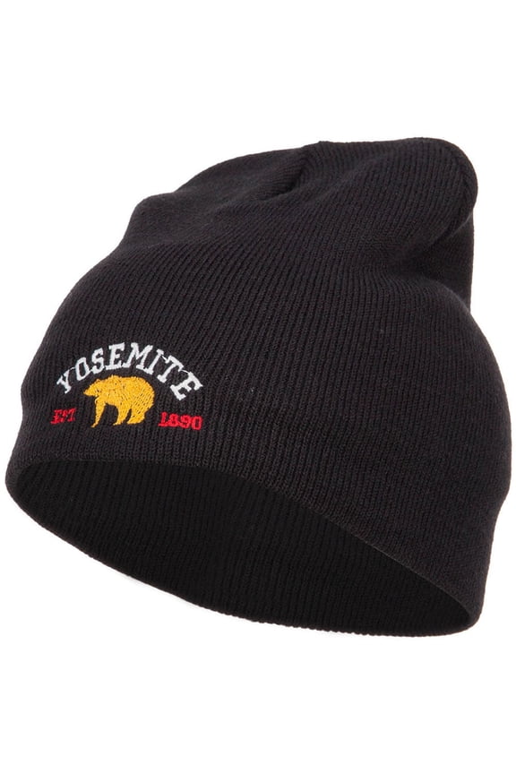 Yosemite National Park Embroidered Short Beanie - Black OSFM