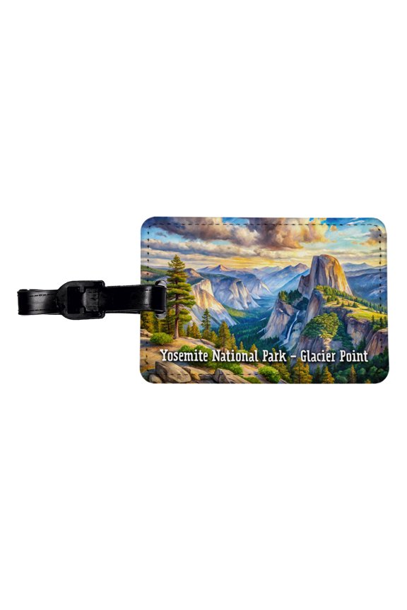 Yosemite National Park Glacier Point Faux Leather Travel Luggage Tag