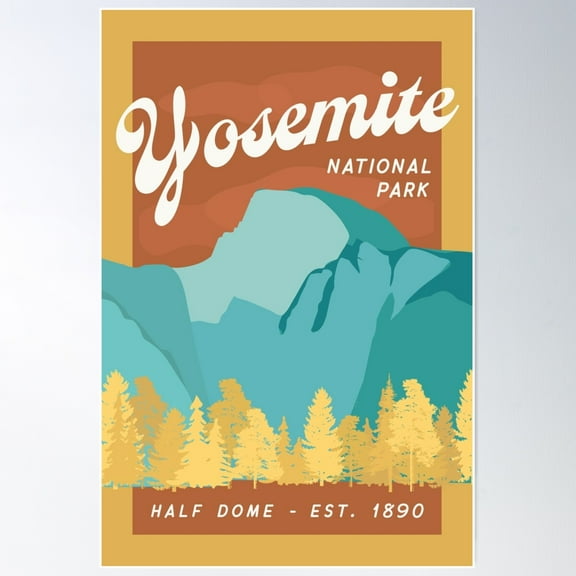 Yosemite National Park Half Dome Mountain Poster Wall Art, Modern Wall Decor For Living Room Bedroom, 8x12 UNFRAMED