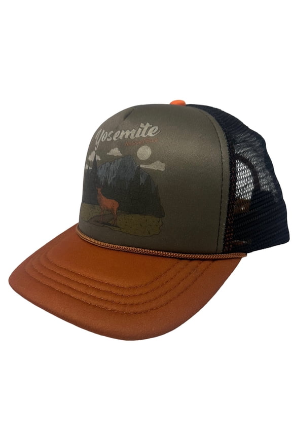 Yosemite National Park Men's Retro Vintage Foam Trucker Hat Cap in Tan