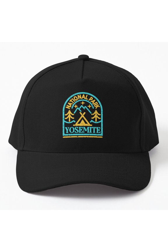 Yosemite National Park Monoline Baseball Cap, Scenic Travel Graphic Design, Classic Hat