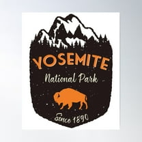 Yosemite National Park Mountains Buffalo Poster Wall Art, Modern Wall Decor For Living Room Bedroom, 8x12 UNFRAMED