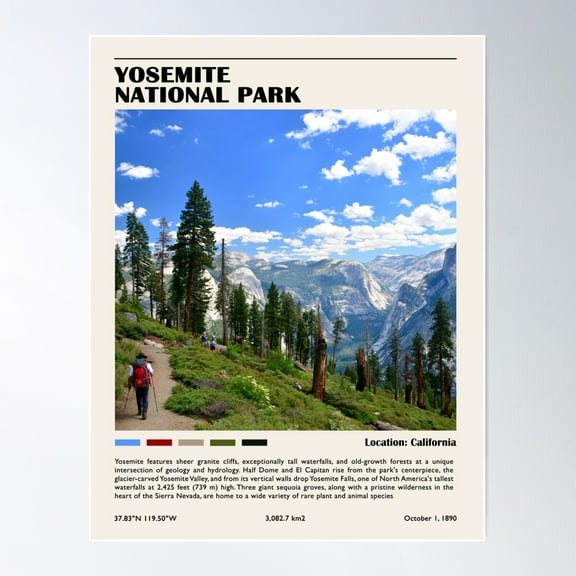 Yosemite National Park Poster Wall Art, Modern Wall Decor For Living Room Bedroom, 24x36 UNFRAMED
