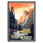 Yosemite National Park Poster Yosemite National Park Painting National Park Wall Art Vintage Travel Poster Natural Landscape Painting For Living Room