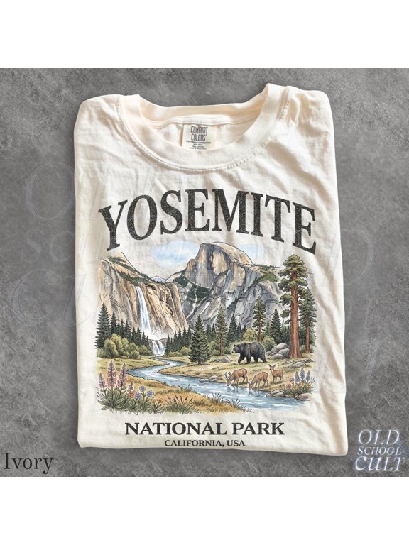 Yosemite National Park Vintage 90s Graphic T-Shirt, Retro Comfort Colors® California Wildlife Bear USA Unisex Tee