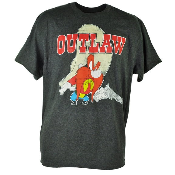Yosemite Sam Outlaw Distressed Cartoon Shirt Tee Grey Tshirt Small