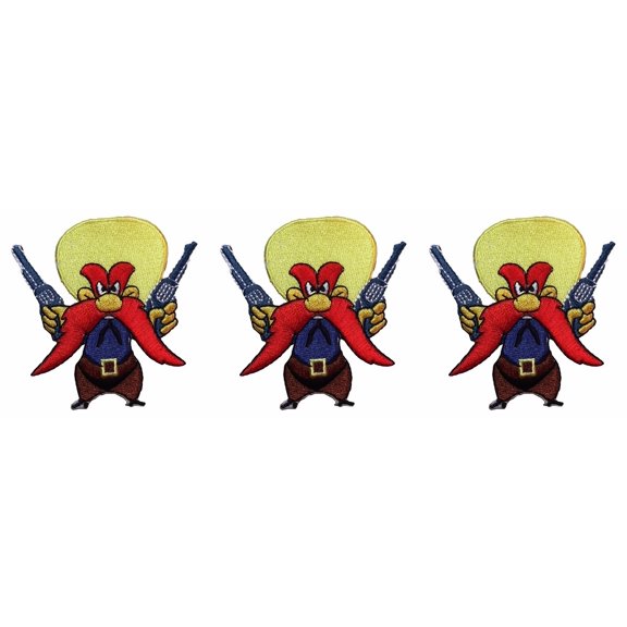 Yosemite Sam Yellow Hat 2.75 Inches Tall Embroidered Iron On Patch Set of 3