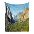 thumbnail image 1 of Yosemite Soft Flannel Fleece Blanket, El Capitan Half Dome and Bridalveil Falls Tourist Attraction Landscape Image Print, Cozy Plush for Indoor and Outdoor Use, 50" x 70", Green Blue, by Ambesonne, 1 of 6