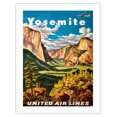 thumbnail image 1 of Yosemite - United Air Lines - Yosemite Falls and Yosemite National Park - Vintage Airline Travel Poster by Joseph Fehér c.1945 - Bamboo Fine Art 290gsm Paper (Unframed) 17x22in, 1 of 4