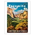 thumbnail image 1 of Yosemite - United Air Lines - Yosemite Falls and Yosemite National Park - Vintage Airline Travel Poster by Joseph Fehér c.1945 - Fine Art Matte Paper Print (Unframed) 11x14in, 1 of 4