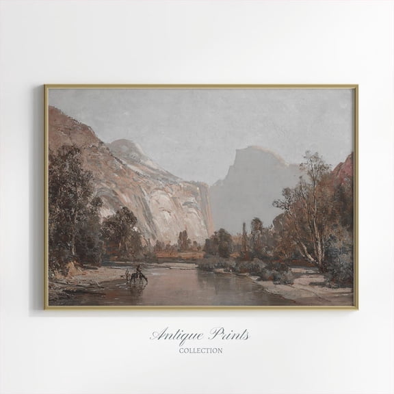 Yosemite Valley Painting Vintage Yosemite Print Half Dome Wall Art Farmhouse Wall Decor Art