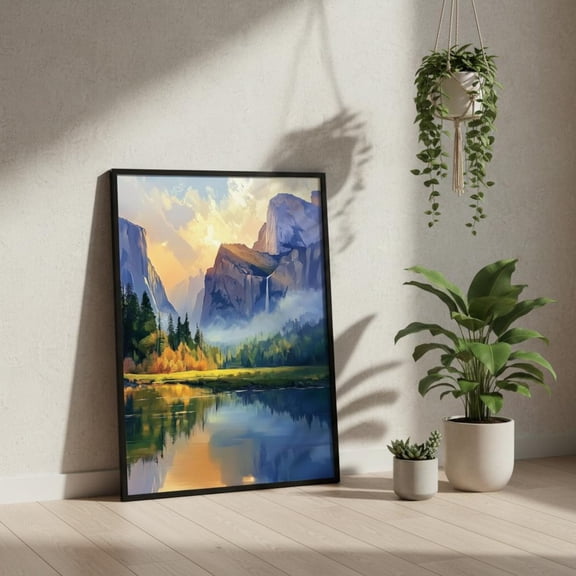Yosemite Valley Sunset Wall Art Print – Mountain Landscape Poster, Unframed Poster Size 8x12