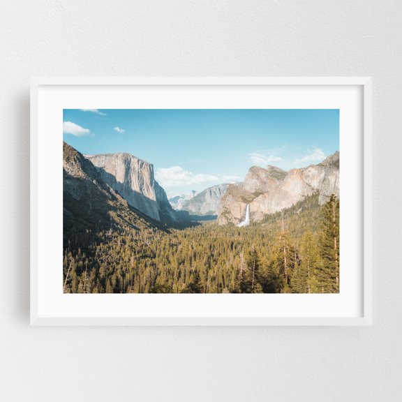 Yosemite Valley Waterfall - California Photography White Framed Wall Art Print 12 x 18 inches