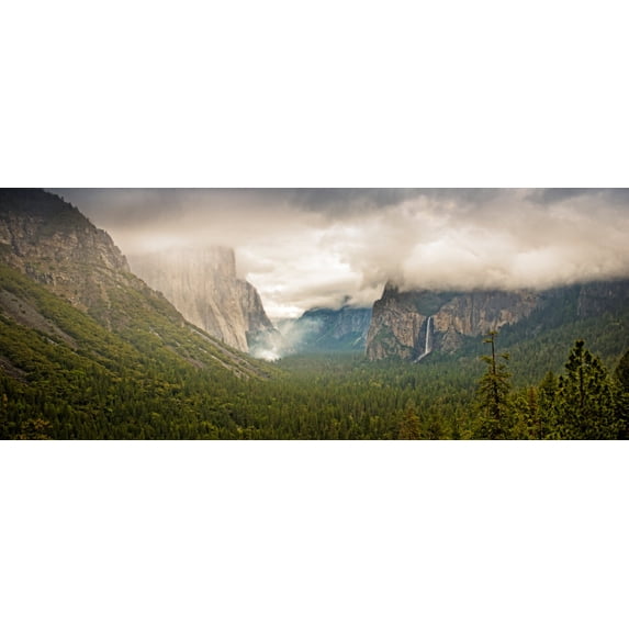 Yosemite Valley with a Controlled Burn in the Valley by the Park Service, Yosemite National Park, California, USA Poster Print (36 x 12)