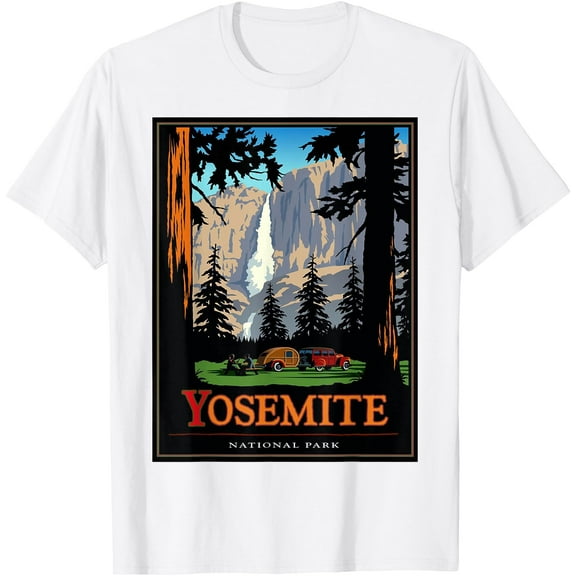 Yosemite Vintage National Park Unisex T-Shirt for Men Women Kids Toddler,White Color,Size M