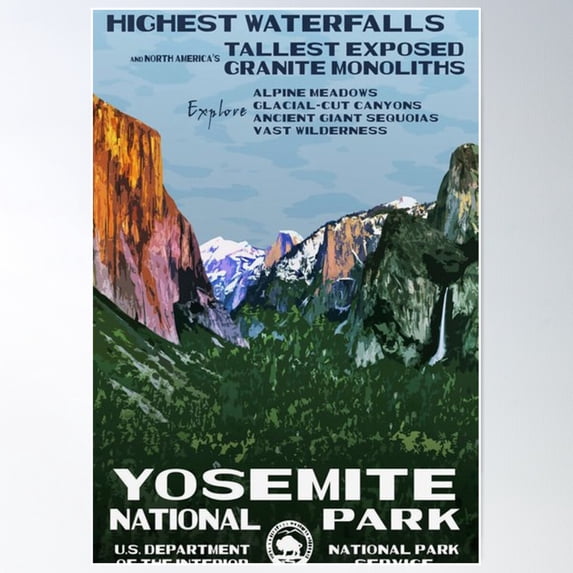 Yosemite Vintage Travel Poster Wall Art, Modern Wall Decor For Living Room Bedroom, 24x36 UNFRAMED