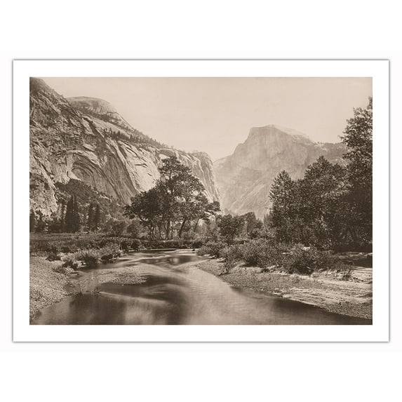 Yosemite's Domes - Yosemite National Park California - Vintage B&W Historical Photograph by Carleton E. Watkins c.1865 - Fine Art Matte Paper Print (Unframed) 24x32in