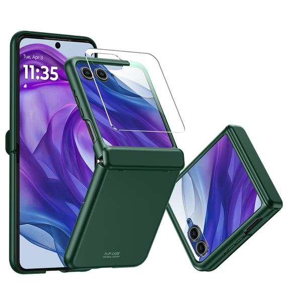 Yosen For Motorola Razr 2025 Case, with Hinge Protection & Built-in Screen Protector, Slim Full-Body Rugged Anti-Scratch Shockproof Protection Phone Case for Razr 2025-Green