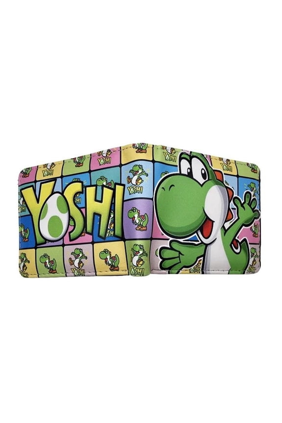 Yoshi Character Grid Style Bi-Fold Wallet