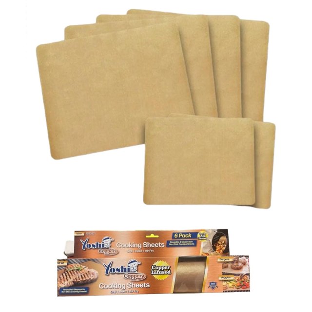 Yoshi Copper Grill Mat Set of 6, Nonstick BBQ Grill & Baking Mats