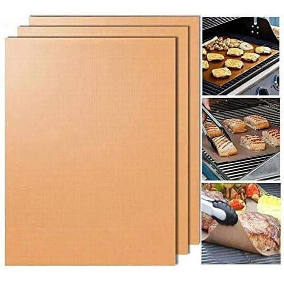 Yoshi Copper Grill and Bake Mats & Bonus Flipper Spatula! As Seen on TV (Pack of 3)