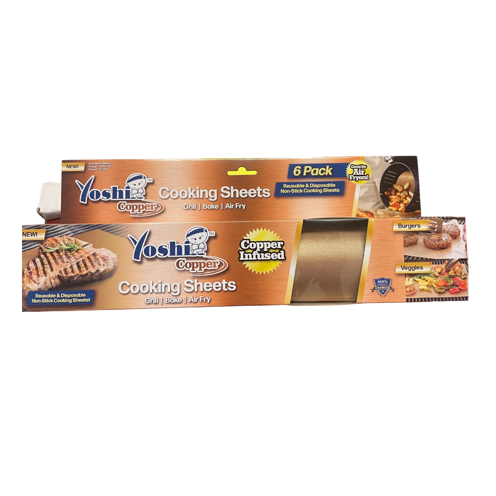 Yoshi Copper - Reusable & Disposable Non-Stick Cooking Sheets - 6 Pack ...