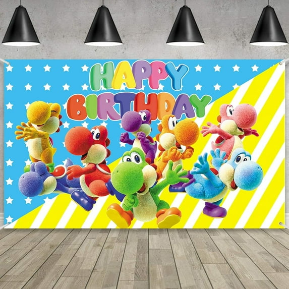 Yosh Party Decorations, 5x3Ft Yoshi Backdrop for Kids Yoshi Birthday Party Supplies Yoshi Party Banner Background Decoration Baby Shower