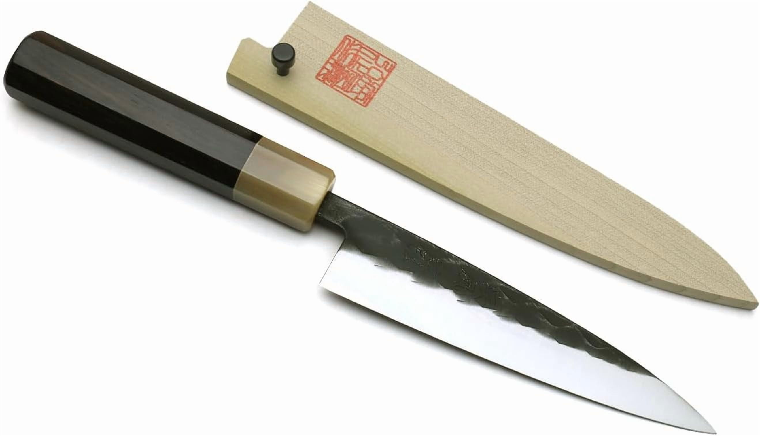Yoshihiro Kurouchi Stainless Clad High Performance SLD Japanese Petty Utility Knife Ebony Handle (5.3"(135mm) & Saya)
