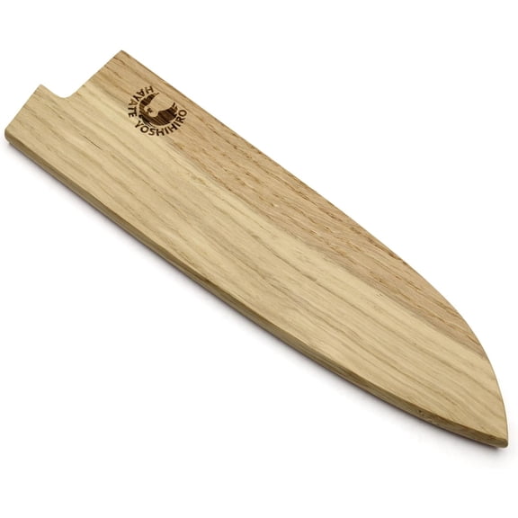 Yoshihiro Magnetic Oak Wooden Blade Protector Saya Cover for Santoku Multipurpose Knife (7" (180mm))