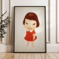 Yoshitomo Nara Girl In Red Dress Wall Art Print, Japanese Character ...