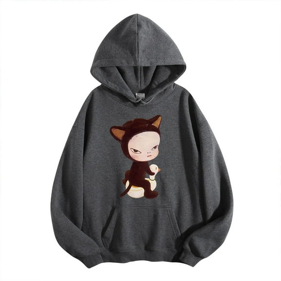 Yoshitomo Nara Hoodies Cat Duck Sweatshirts Unique Pullovers Funny Longsleeve Clothes