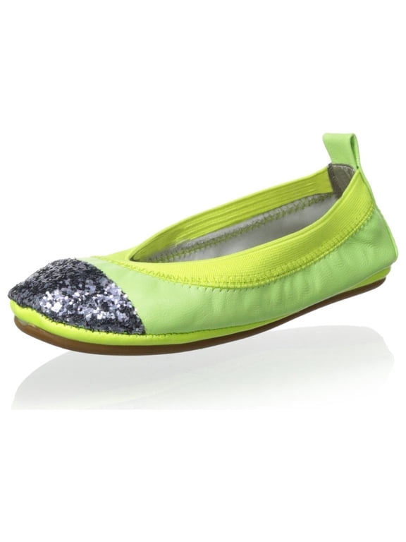 Glitter Captoe Neon Yellow Bendable Ballet Flat Size 13C