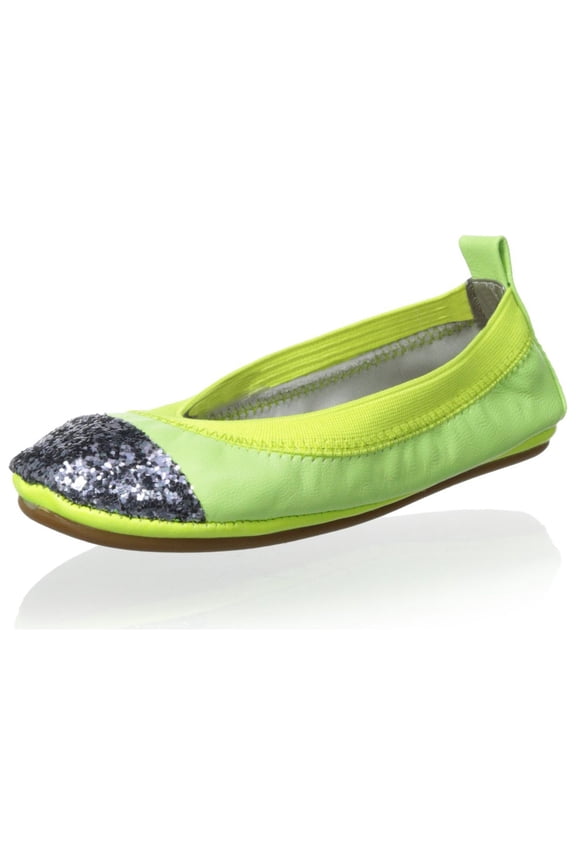 Glitter Captoe Neon Yellow Bendable Ballet Flat Size 13C