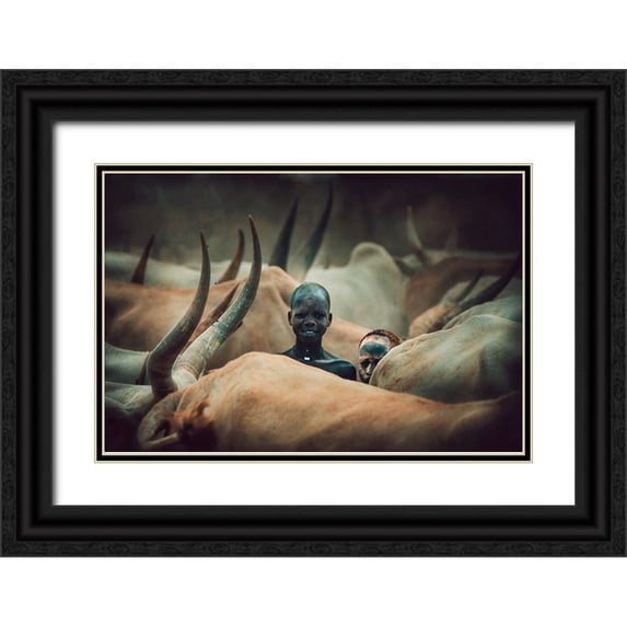 Yosifov, Svetlin 18x13 Black Ornate Wood Framed with Double Matting Museum Art Print Titled - Child Mundari-South Sudan