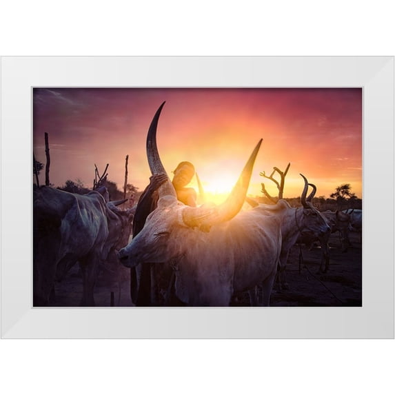 Yosifov, Svetlin 24x17 White Modern Wood Framed Museum Art Print Titled - MundariS Cow Man