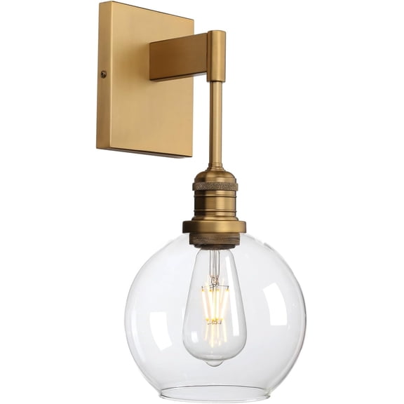 Yosoan Modern Indoor Bathroom Wall Sconce, 1-Light Vintage Industrial Fixture Light Vanity Lighting Hardwired with 7.09'' Double Hole Round Glass Lamp for Kitchen Bedroom Bar Loft Hallway(Antique)