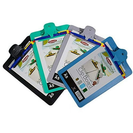 Yosogo A5 (6X9") Size Plastic Clipboard - 2 Pack with Handy Pen Holder & Pen - Holds up to 40 Sheets - Portable 6x9 inch Size - Durable ABS Plastic - Writing, Office, Stationary, School Supplies Set