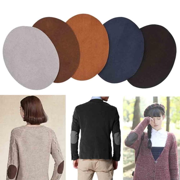 Yosoo 1Pack Oval Shape PU Leather Patch Repair Sewing Elbow Knee Patches Clothing Accessories, Iron On Patch,Elbow Knee Patches