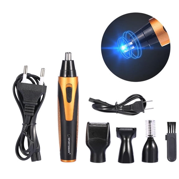 Yosoo 4 In 1 Rechargeable Men Nose Ear Temple Hair Trimmer Beard Shaver Electric Clipper Grooming Kit,Nose Hair Clipper Trimmer Set, Electric Eyebrows Trimmer