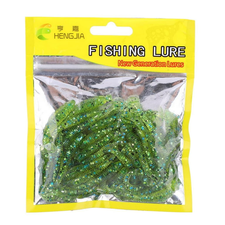 Yosoo 50PCS 5cm Soft Plastic Fishing Lures T-Tail Grub Worm Baits