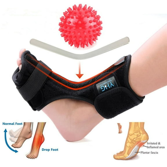 Yosoo Adjustable Plantar Fasciitis Night Stretching Splint Boot Foot Brace Support with Spiky Massage Ball for Foot
