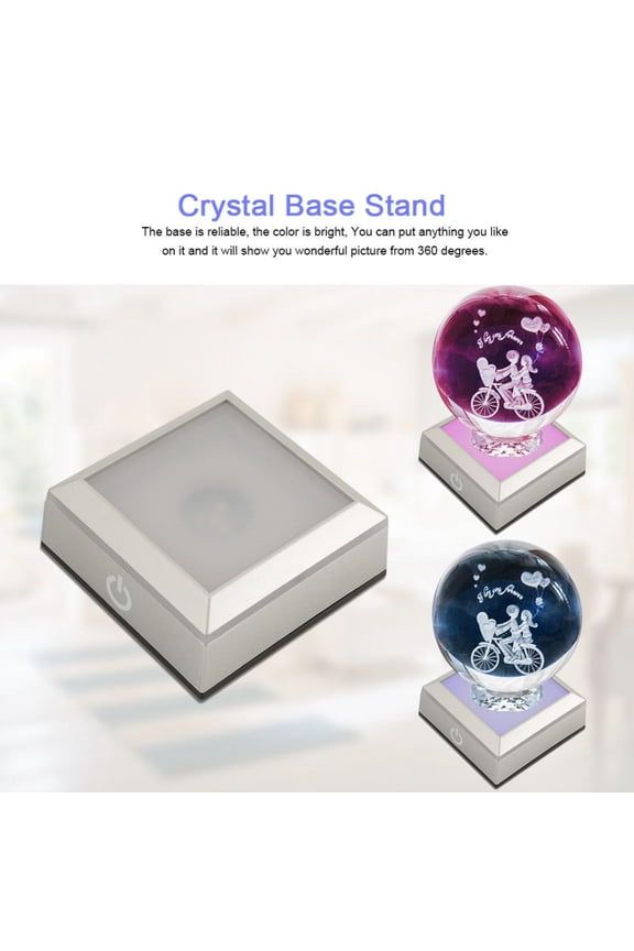 Yosoo Colorful LED Light Rotating Crystal Display Stand Base, Rotating Base,Crystal Base Stand