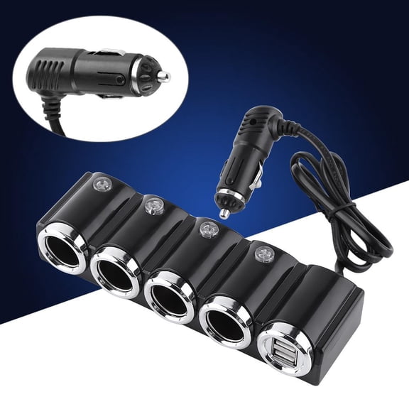Yosoo DC 12V/24V USB 4 Way Car Auto Cigarette Lighter Socket Splitter Power Adapter Cigarette Plug Adapter Car Plug Adapter Power Outlet