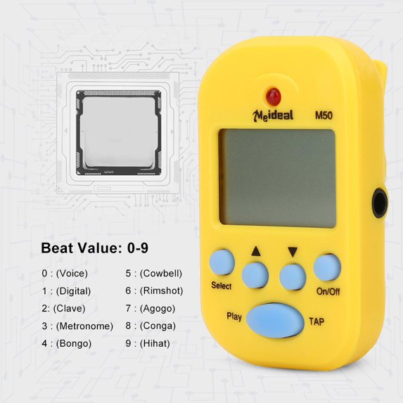 Yosoo Mini Digital Beat Tap M50 Tempo Metronome Clip Musical Instruments , Tempo Metronome, Beat Tap Metronome