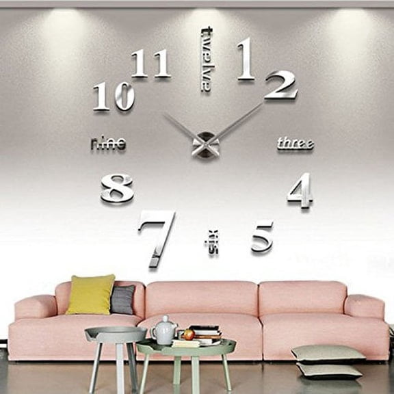 Yosoo Modern DIY 3D Mirror Surface Indoor Decorative Wall Clock