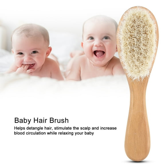 Yosoo Soft Natural Baby Care Brush Goat Hair Infant Head Massage Grooming Comb With Wooden Handle