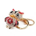 thumbnail image 1 of Yosoo Sparkling Charm Rhinestone Alloy Metal Keychain Keyring Handbag Bag Decoration Clear Big Eyed Owl(Black and red), 1 of 7