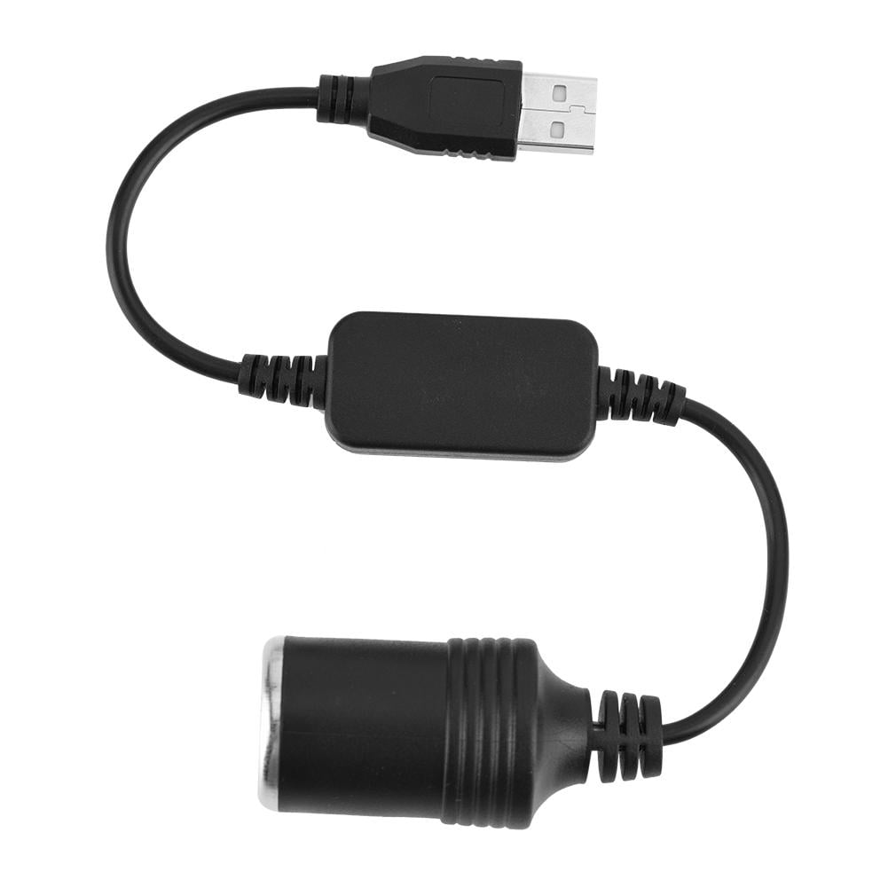 Car Converter Adapter Wired Controller USB Port 5V to 12V Cigarette Lighter  Socket Female Power Cord for Power Bank DVR Dash Cam