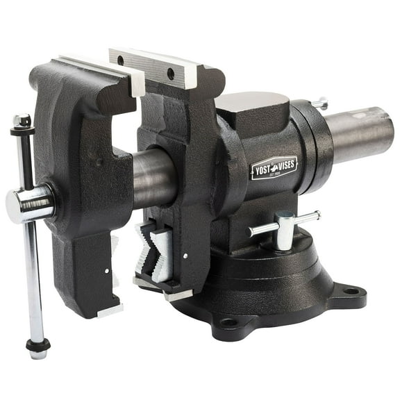 Yost Vises 760-DI Multi-Jaw Rotating Vise 6 Inch Jaw Width | 2 in 1 Multipurpose Bench and Pipe Vise | Secure Grip with Swivel Base | Made with a Combination of Ductile Iron & Hardened Steel